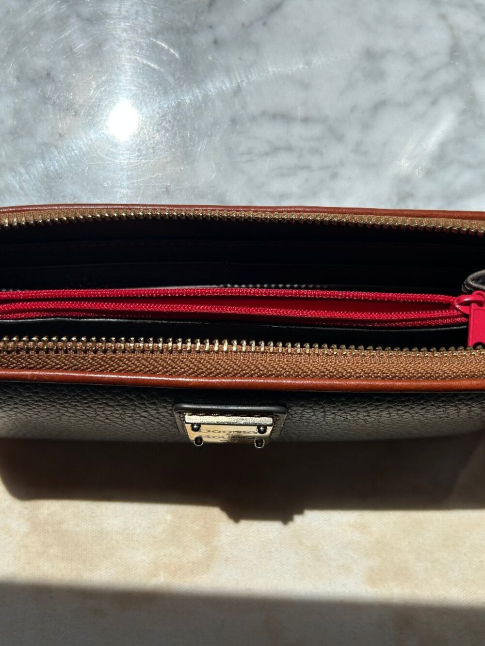 Dooney & Bourke Taupe Pebble Leather Zip Around Wallet - Picture 5 of 5